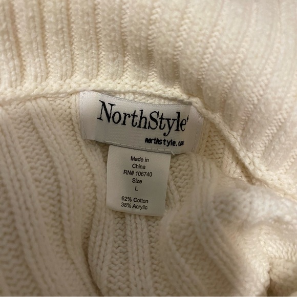 North style cream turtleneck cow neck tunic sweater large - Picture 6 of 6